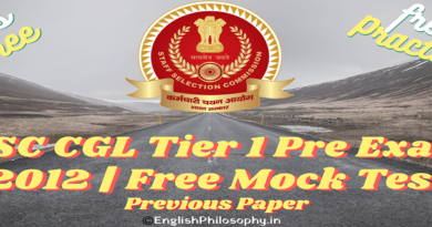 SSC CGL Tier 1 Pre Exam Previous Paper 2012 - English Philosophy