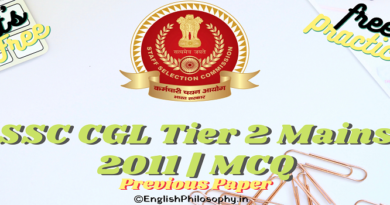 SSC CGL Tier 2 Mains Exam Previous year Paper 2011 - English Philosophy